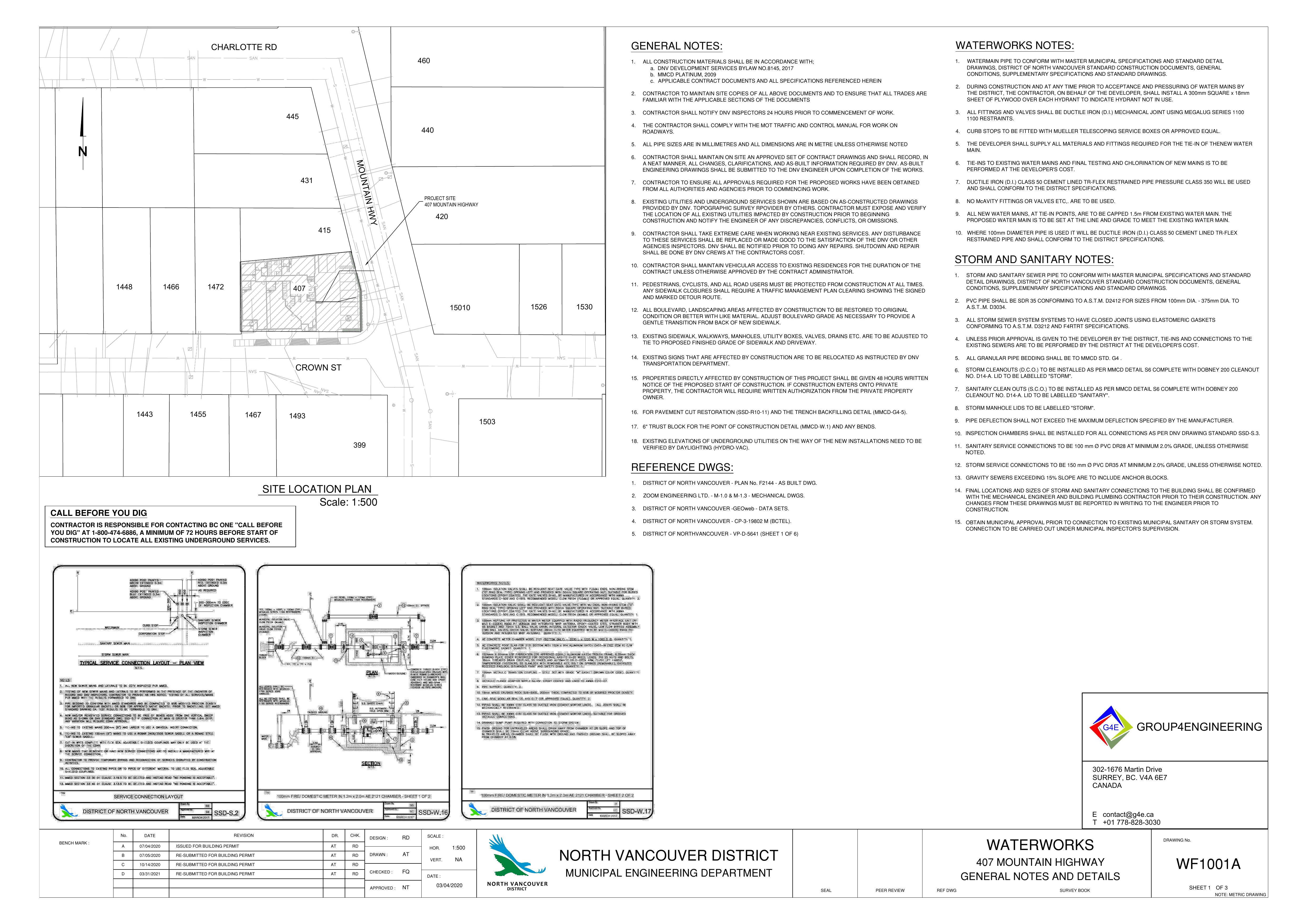 Waterworks General Notes & Site Location Plan