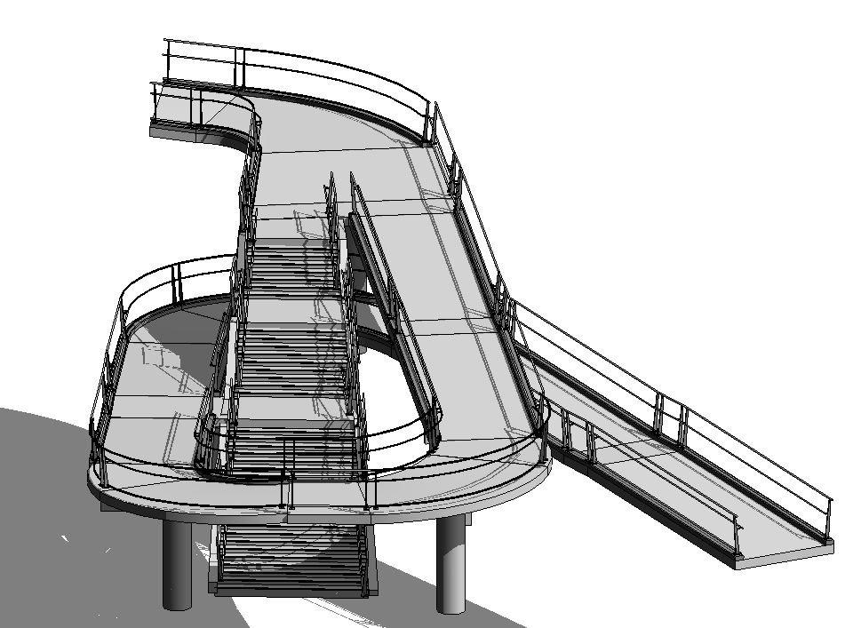 Pedestrian Bridge Stairway 3D